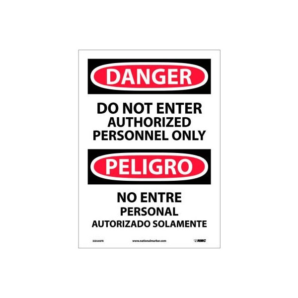 Bilingual Vinyl Sign - Danger Do Not Enter Authorized Personnel Only